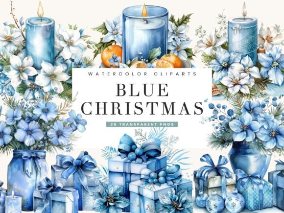 Blue Christmas Clipart Bundle Review for Modern Illustrations