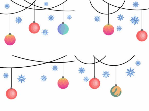 Christmas Ball Border Snowflake Clip Art for Festive Illustrations