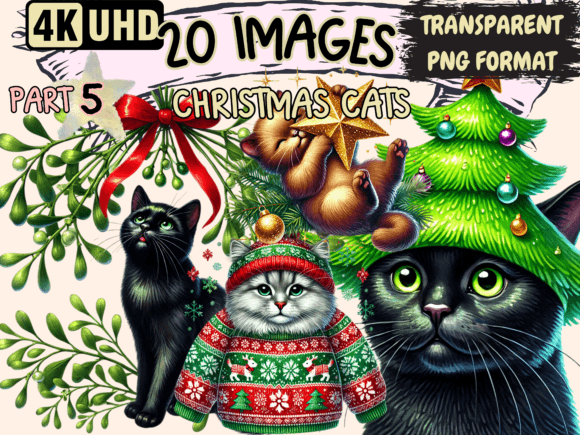 Christmas Cats Clipart P5 Review: Modern Illustrations for Holiday Branding