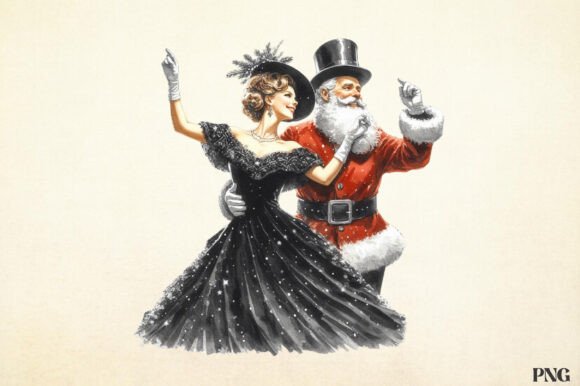 Christmas Couple Dance Png Sublimation: Illustrations for Real Crafters
