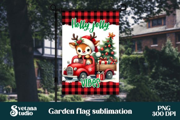 Christmas Deer Garden Flag PNG Design Review
