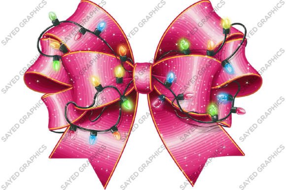 Christmas Lights Coquette Pink Bow PNG Review