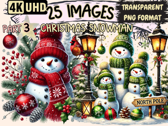 Christmas Snowman Clipart P3 for Modern Illustrations