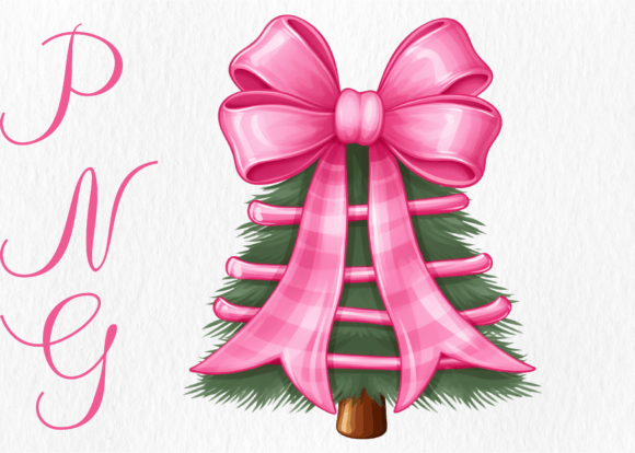 Christmas Tree Pink Coquette Clipart for Illustrations
