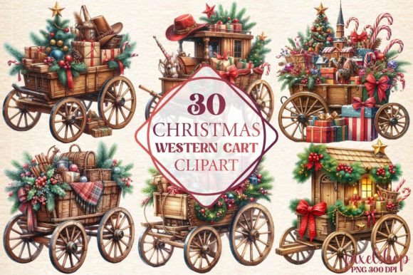Christmas Western Cart Clipart Review