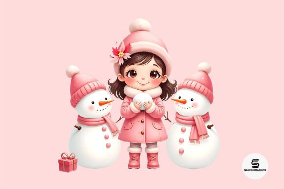 Cute Girl Pink Christmas Sublimation PNG: A Review of Illustrations