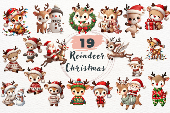 Cute Reindeer Christmas PNG Clipart for Illustrations