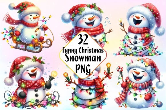 Funny Christmas Snowman Clipart for Festive Illustrations