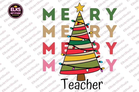 Merry Teacher PNG, Teacher Christmas PNG for Modern Illustrations