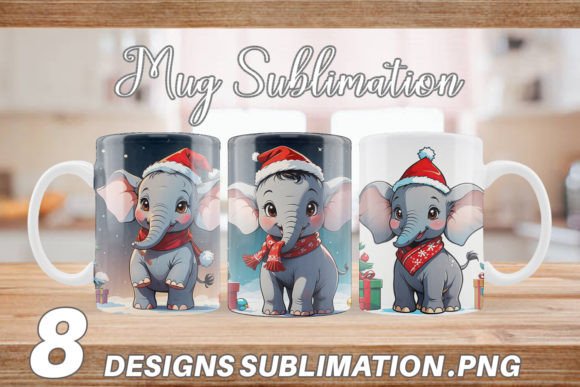 Mug Wrap Christmas Elephant: Festive Illustrations for Local Brands