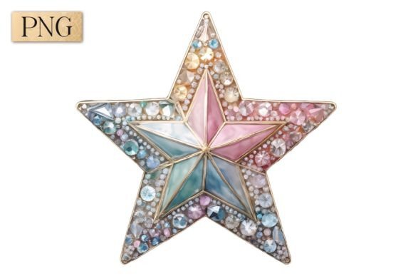 Pastel Christmas Star PNG Clipart 6 for Illustrations