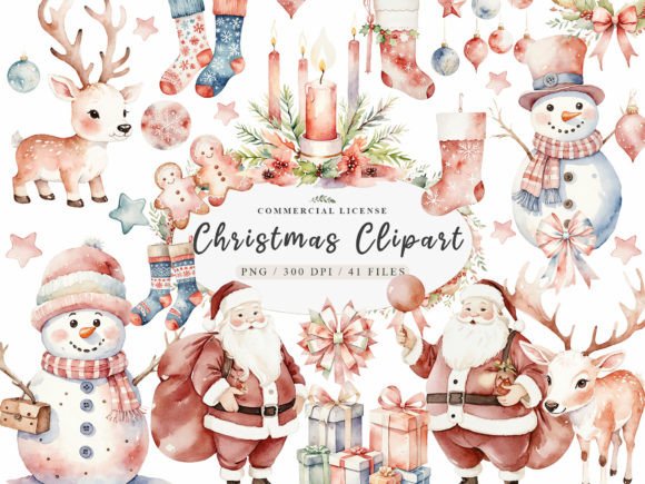 Santa Claus Png,Watercolor Christmas PNG for Illustrations