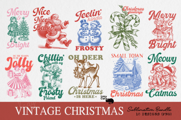 Vintage Christmas PNG Bundle for Modern Illustrations